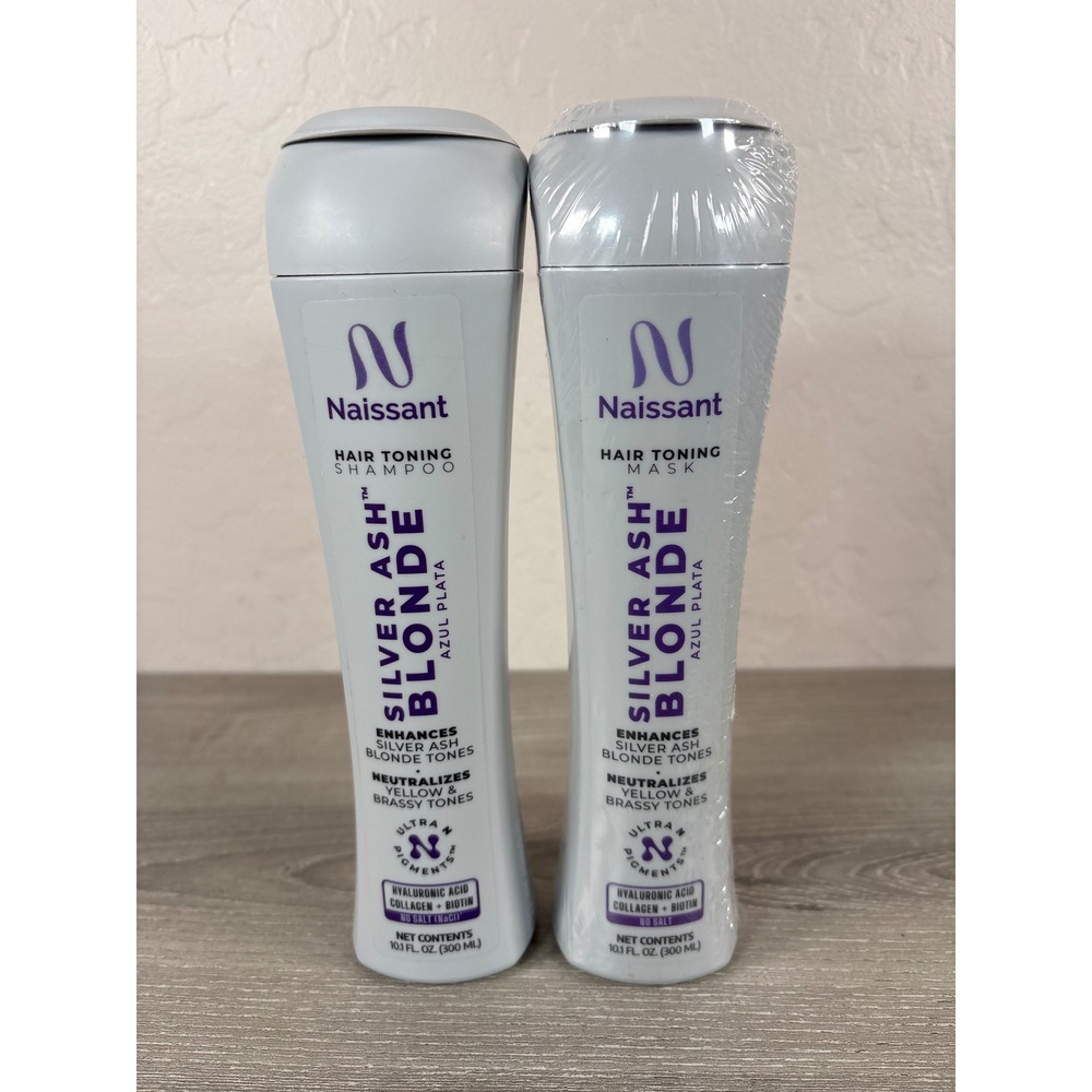 Naissant Silver Ash Blonde Toning Shampoo and Mask Set 10.1oz Azul Plata Duo